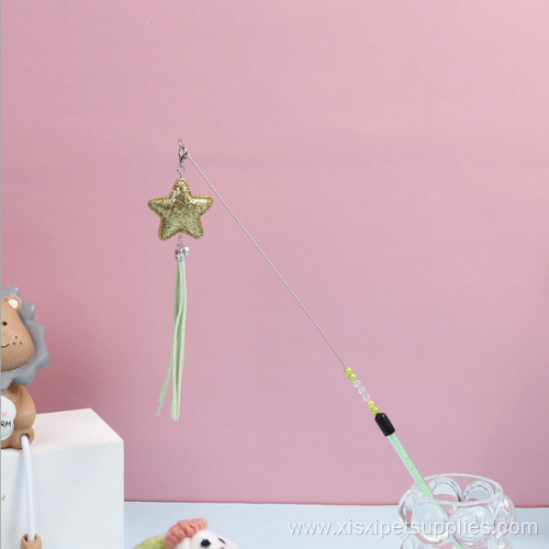 interactive tassels plastic stick steel wire cat teaser